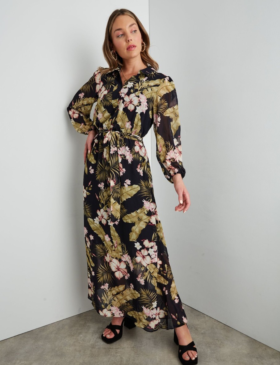 Dresses Rockmans | Table Eight Long Sleeve Printed Maxi Dress