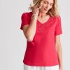 Tops NoniB | Noni B Lace Neck Rib Top