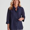 Tops NoniB | Noni B Lurex Collared Shirt