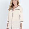 Tops NoniB | Noni B 3/4 Sleeve Button Through Embroidered Shirt