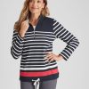 Outerwear Millers | Millers Long Sleeve Border Stripe Half Placket Top