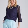 Tops NoniB | Noni B Lace Sleeve Linen Top