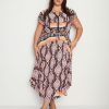 Dresses Beme | Beme Short Sleeve Printed Paisley Maxi Dress