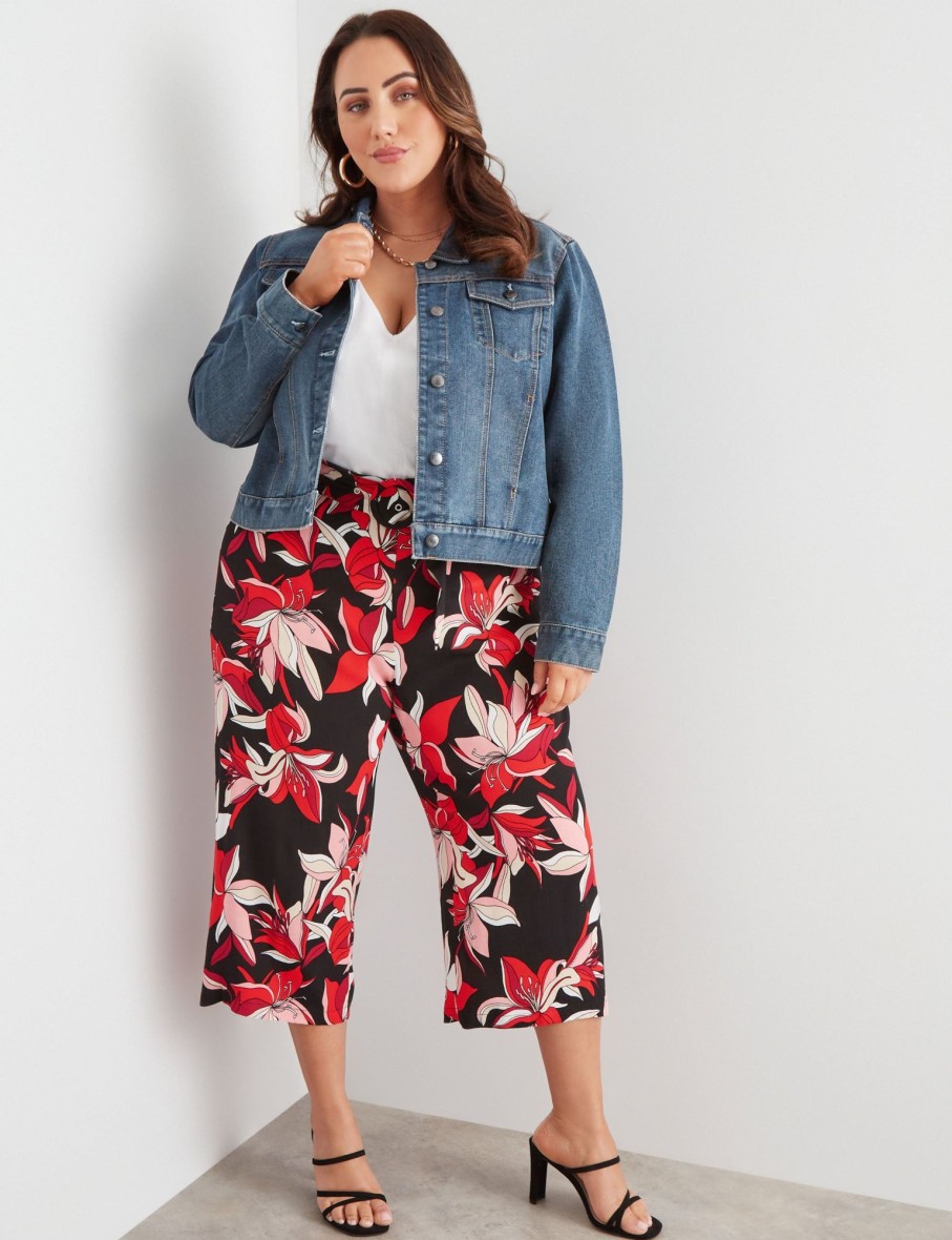 Bottoms Beme | Beme Crop Length Belted Wide Leg Pant