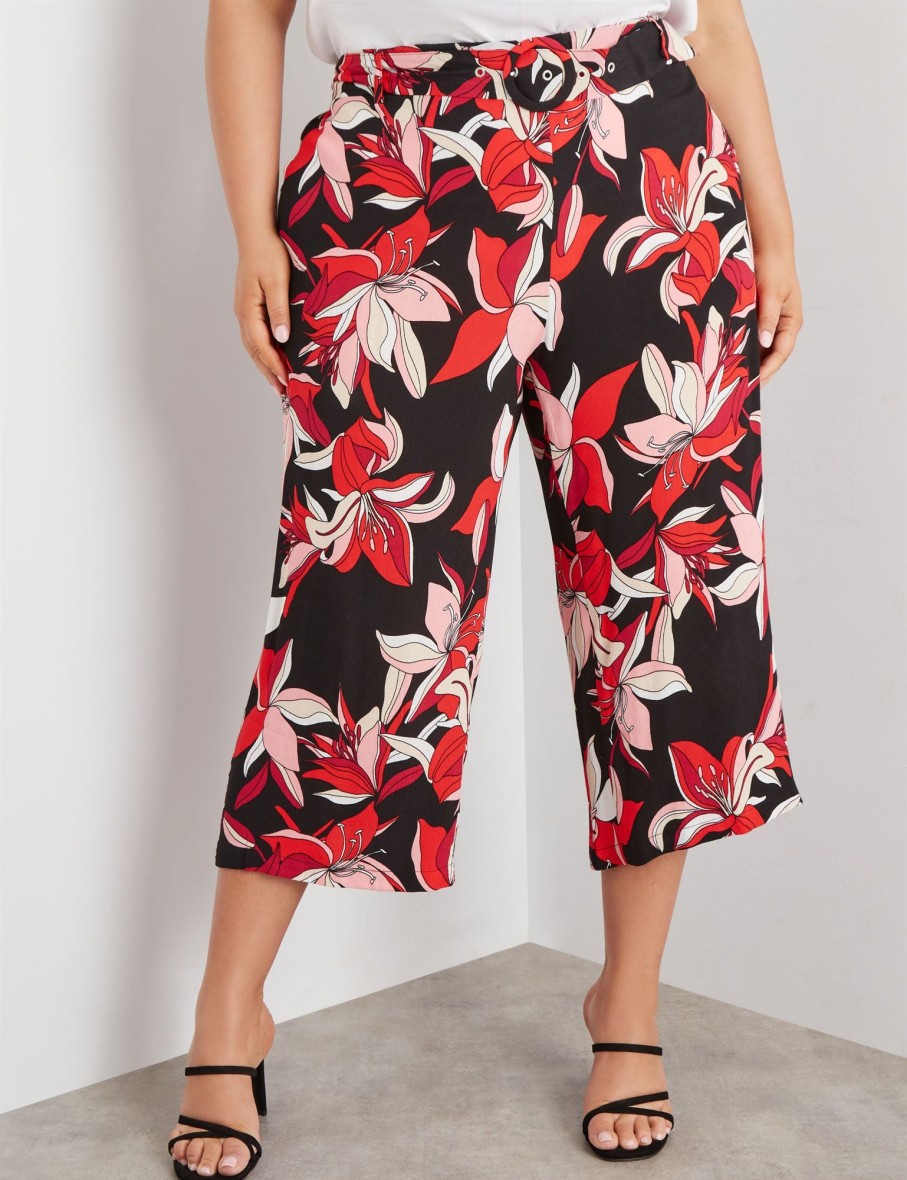 Bottoms Beme | Beme Crop Length Belted Wide Leg Pant