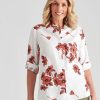 Tops NoniB | Noni B 3/4 Sleeve Print Linen Shirt