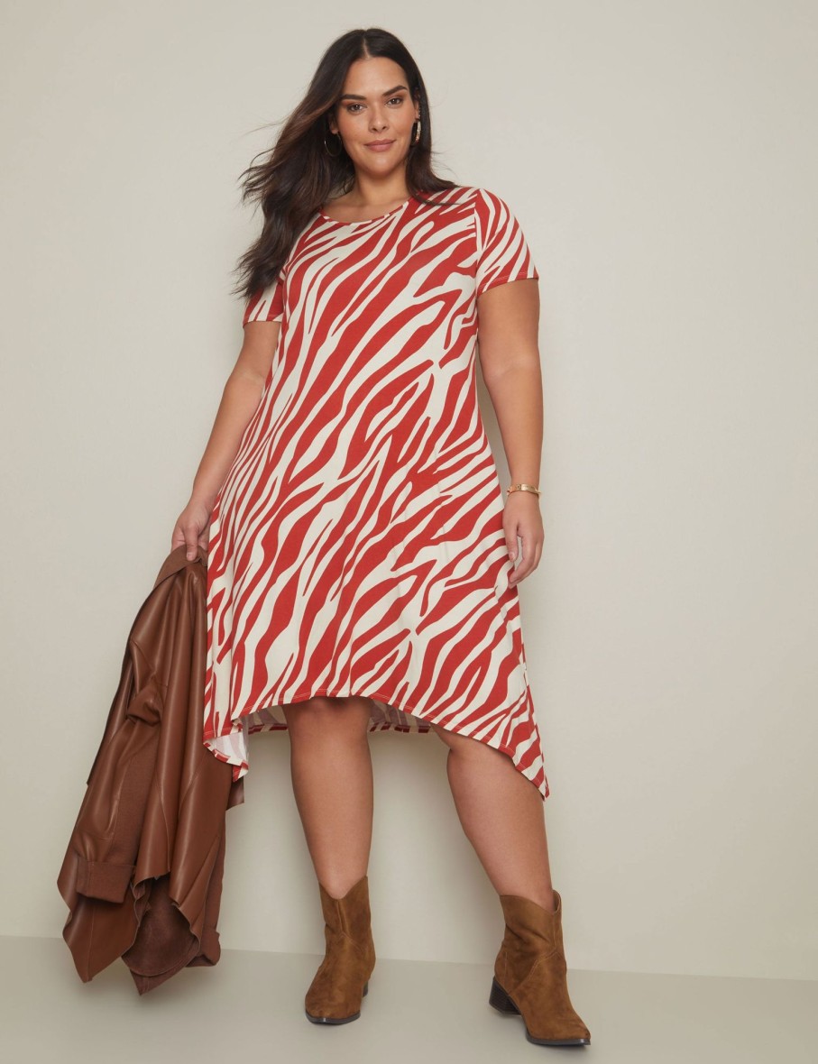 Dresses Autograph | Autograph Knitwear Short Sleeve Hanky Hem Dress