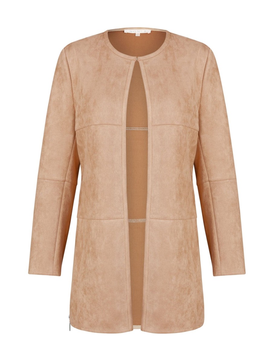 Outerwear NoniB | Noni B Suedette Size Zip Coat