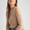 Knitwear Rockmans | Rockmans Cold Shoulder Bobble Knitwear Top