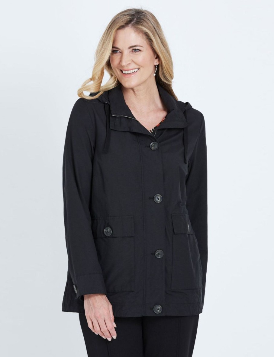 Outerwear NoniB | Noni B Long Sleeve Hooded Button Through Coat