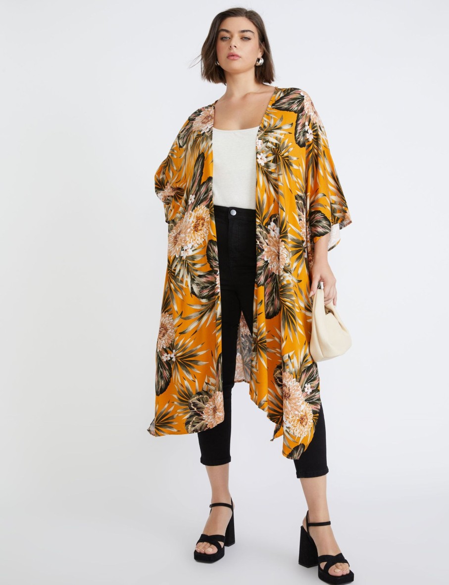 Outerwear Beme | Beme Floral Fern Back Kimono