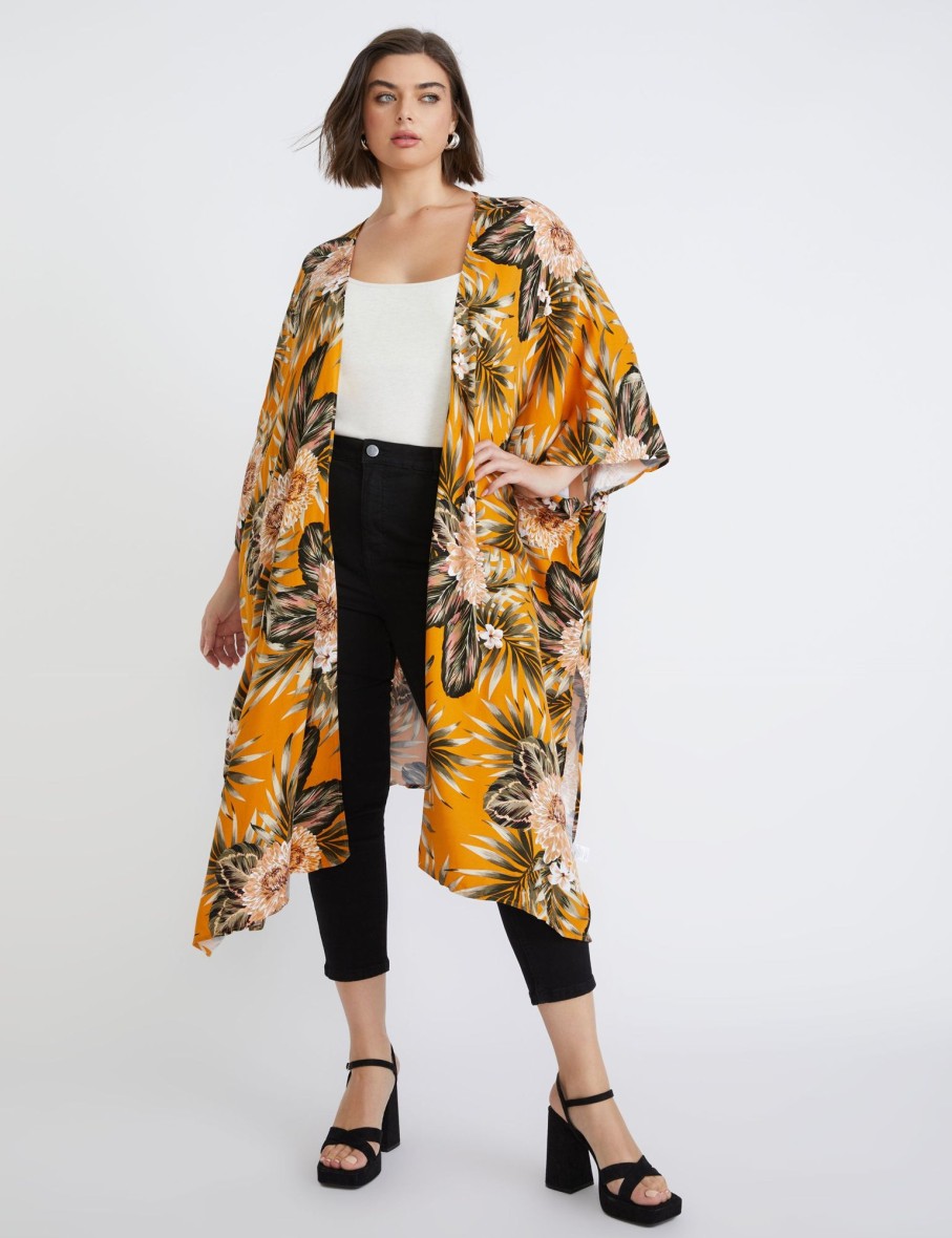 Outerwear Beme | Beme Floral Fern Back Kimono