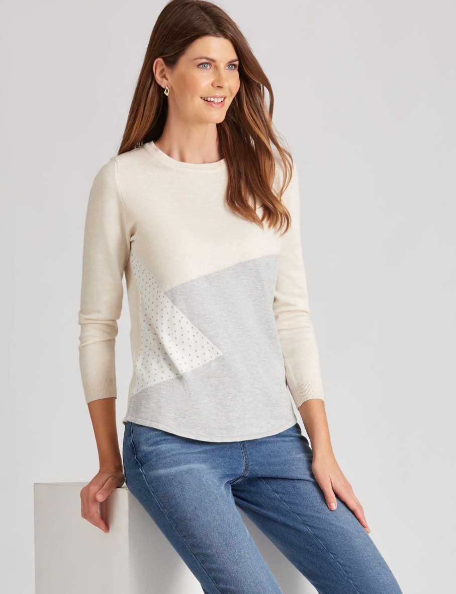 Knitwear WLane | W.Lane Stud Detail Colour Block Pullover Top