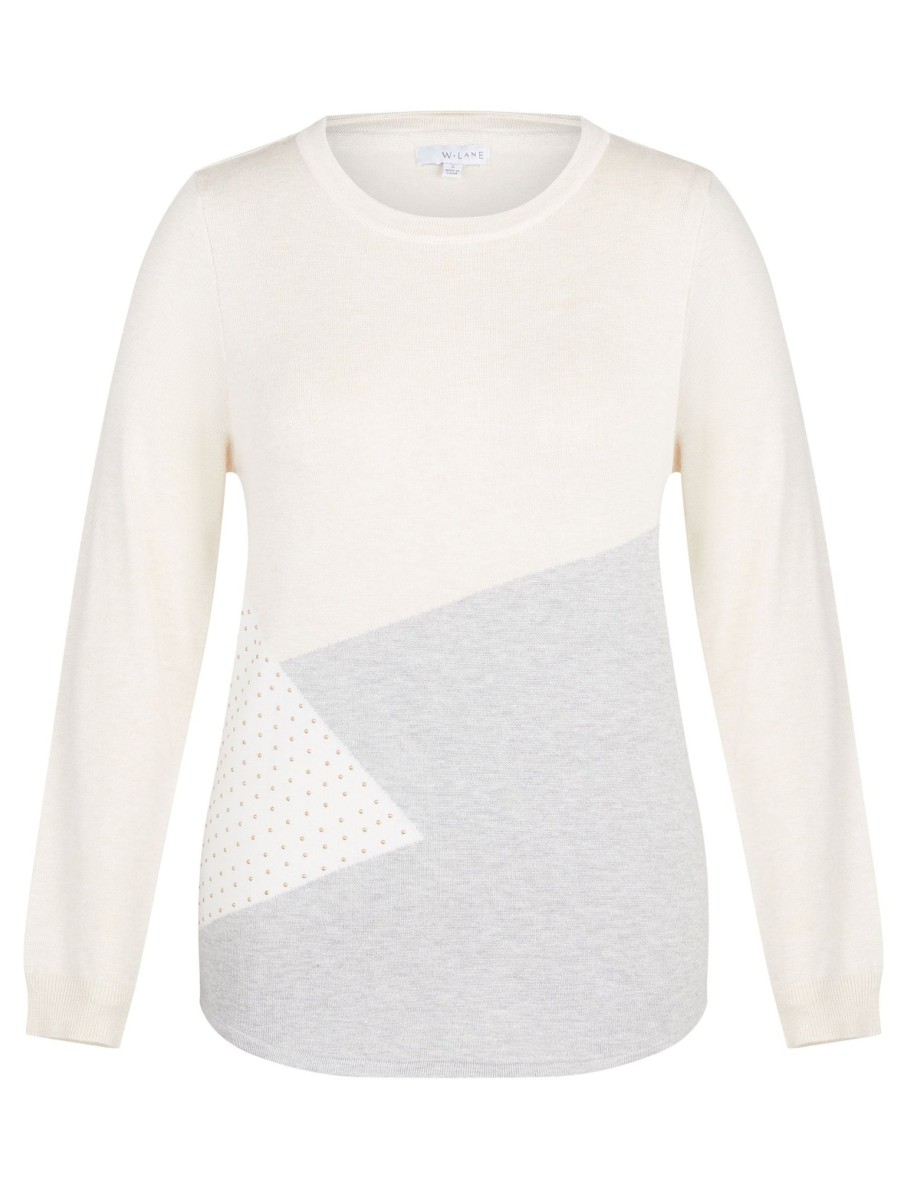 Knitwear WLane | W.Lane Stud Detail Colour Block Pullover Top