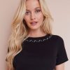 Tops NoniB | Noni B Round Neck Sequin Rib T-Shirt