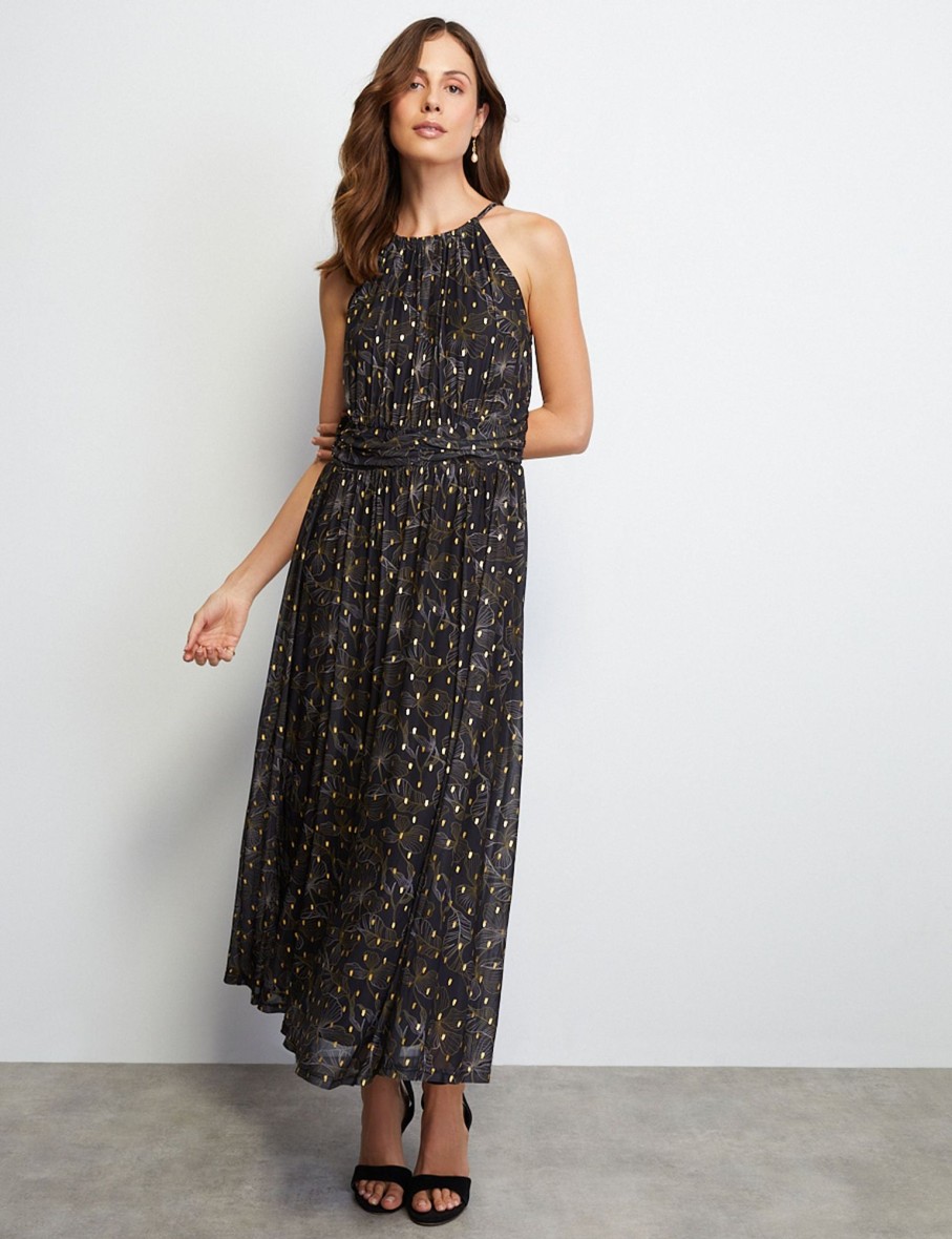 Dresses NoniB | Halter Neck Lurex Print Dress