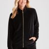 Outerwear NoniB | Noni B L/S Velour Zip Thru Jacket