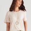 Tops Katies | Katies Cotton Blend Knitwear Textured Button Back Top