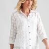 Tops NoniB | Noni B 3/4 Sleeve Square Design Shirt