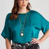 Tops LizJordan | Liz Jordan Satin Front Top