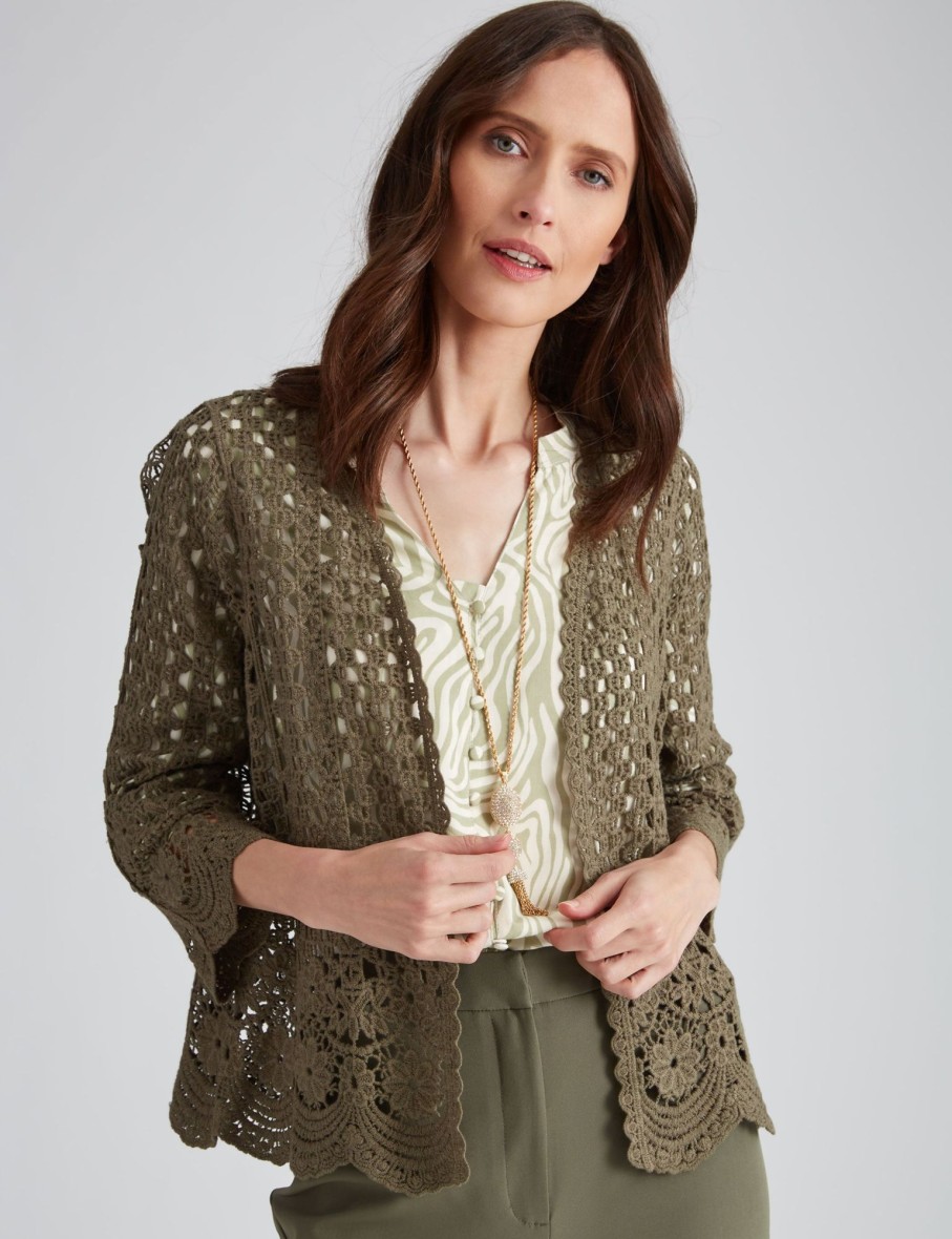 Knitwear NoniB | Noni B 3/4 Sleeve Lace Cardigan