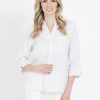 Tops NoniB | Noni B Elb Slv Stripe Linen Shirt