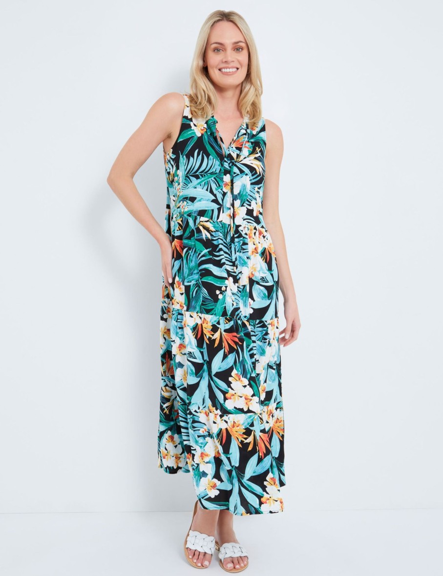 Dresses Rivers | Rivers Sleeveless Tiered Maxi Dress