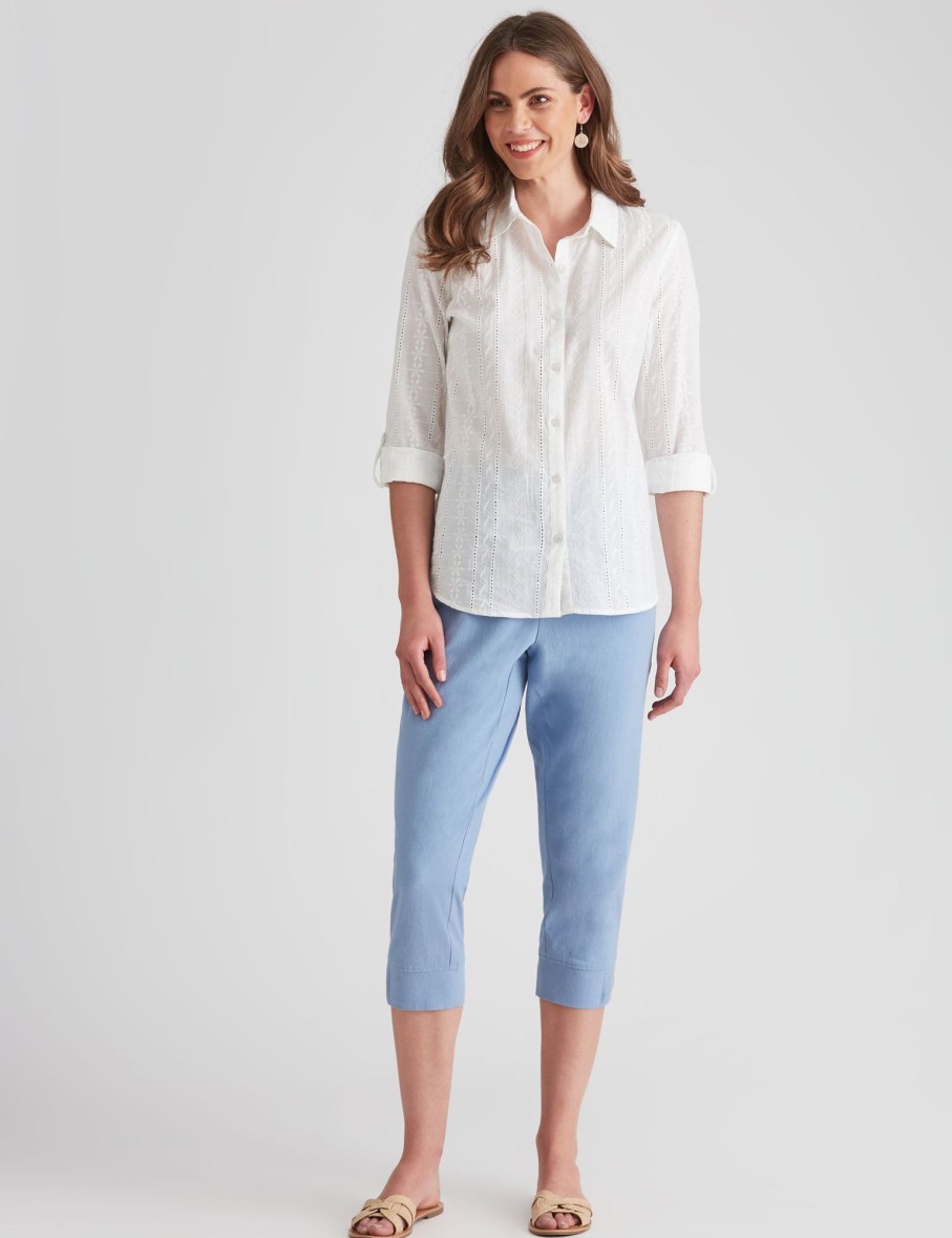 Bottoms WLane | W.Lane Straight Leg Button Crop Pants