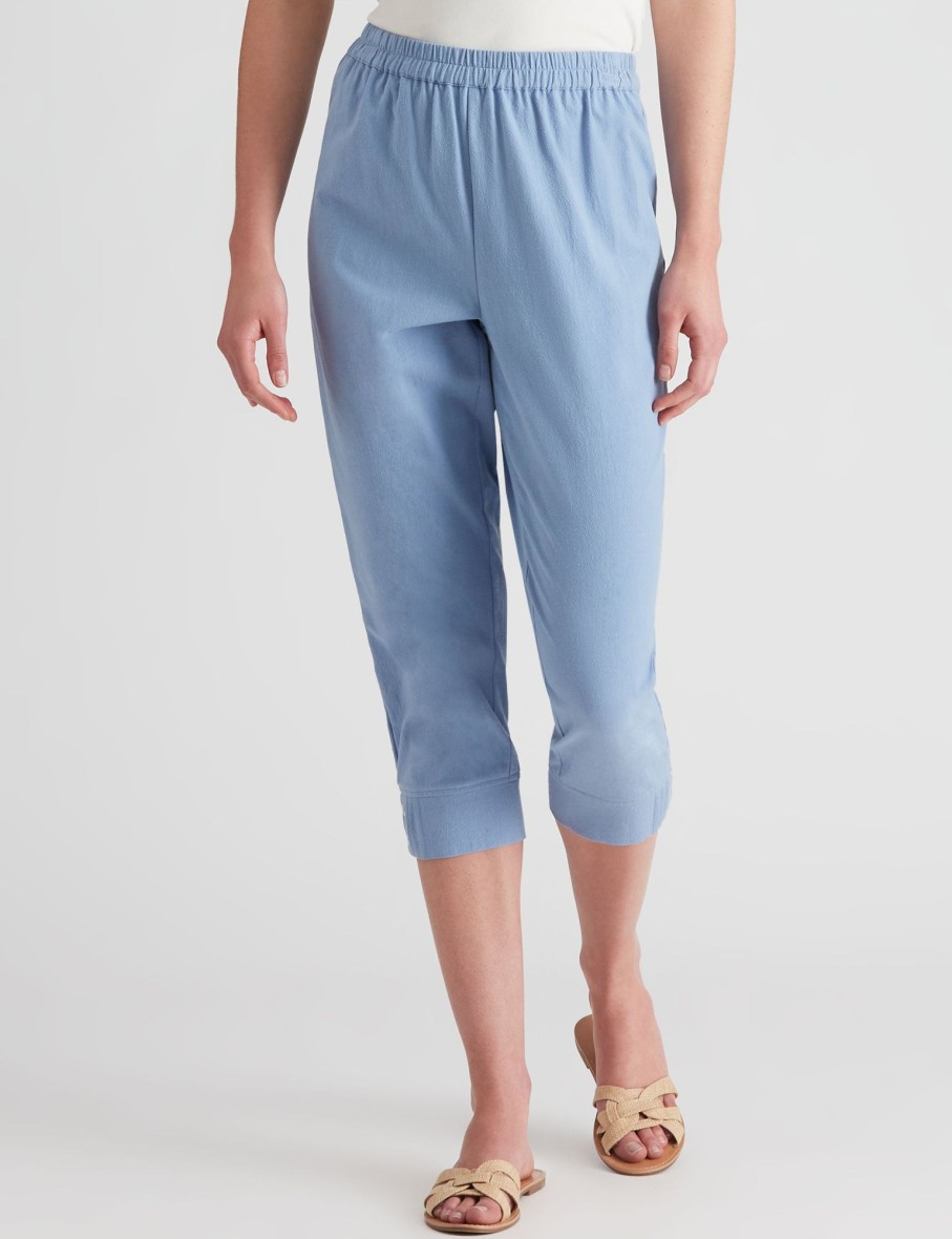 Bottoms WLane | W.Lane Straight Leg Button Crop Pants