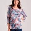 Tops WLane | W.Lane Round Neck Contrast Print Knitwear Top