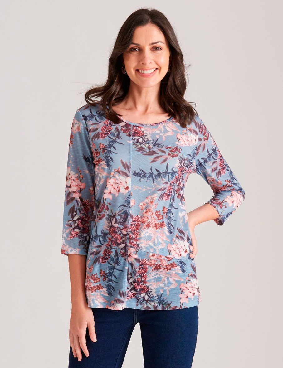 Tops WLane | W.Lane Round Neck Contrast Print Knitwear Top