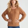 Knitwear Rockmans | Rockmans Long Sleeve Cable Knit Button Jumper