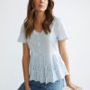 Tops Katies | Katies Texture Embroidered Peplum Top