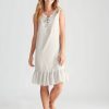 Dresses Rockmans | Rockmans Sleeveless Stripe Linen Dress