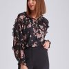 Tops NoniB | Noni B Frill Trim Lurex Printed Top