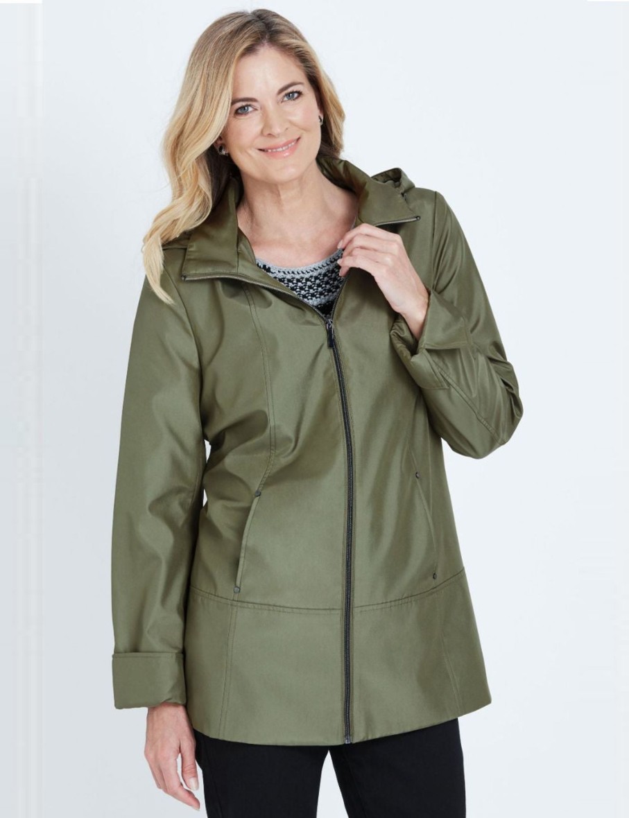 Outerwear NoniB | Noni B Long Sleeve Hooded Zip Through Coat