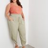 Bottoms Beme | Beme Ankle Length Shirring Waist W Pull Up Leg Pant