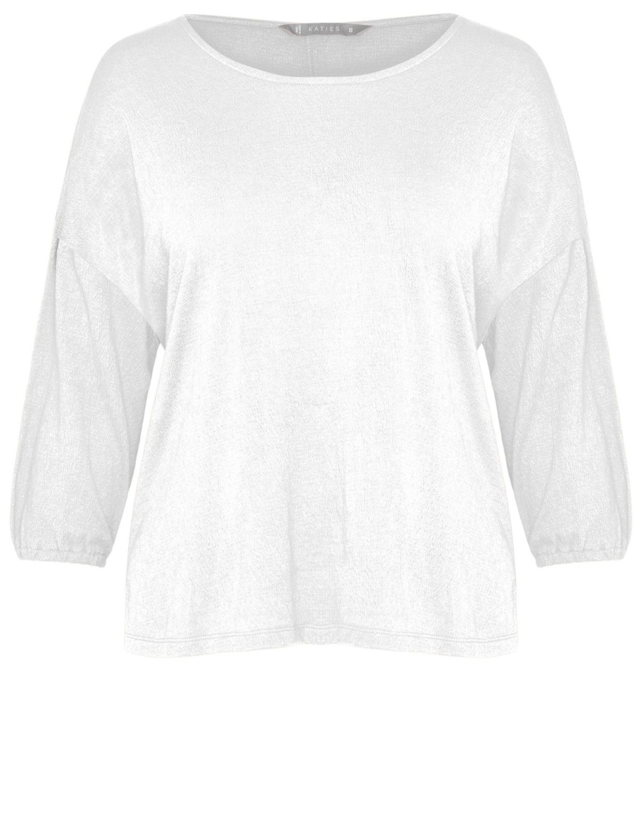 Tops Katies | Katies Button Back Textured Top