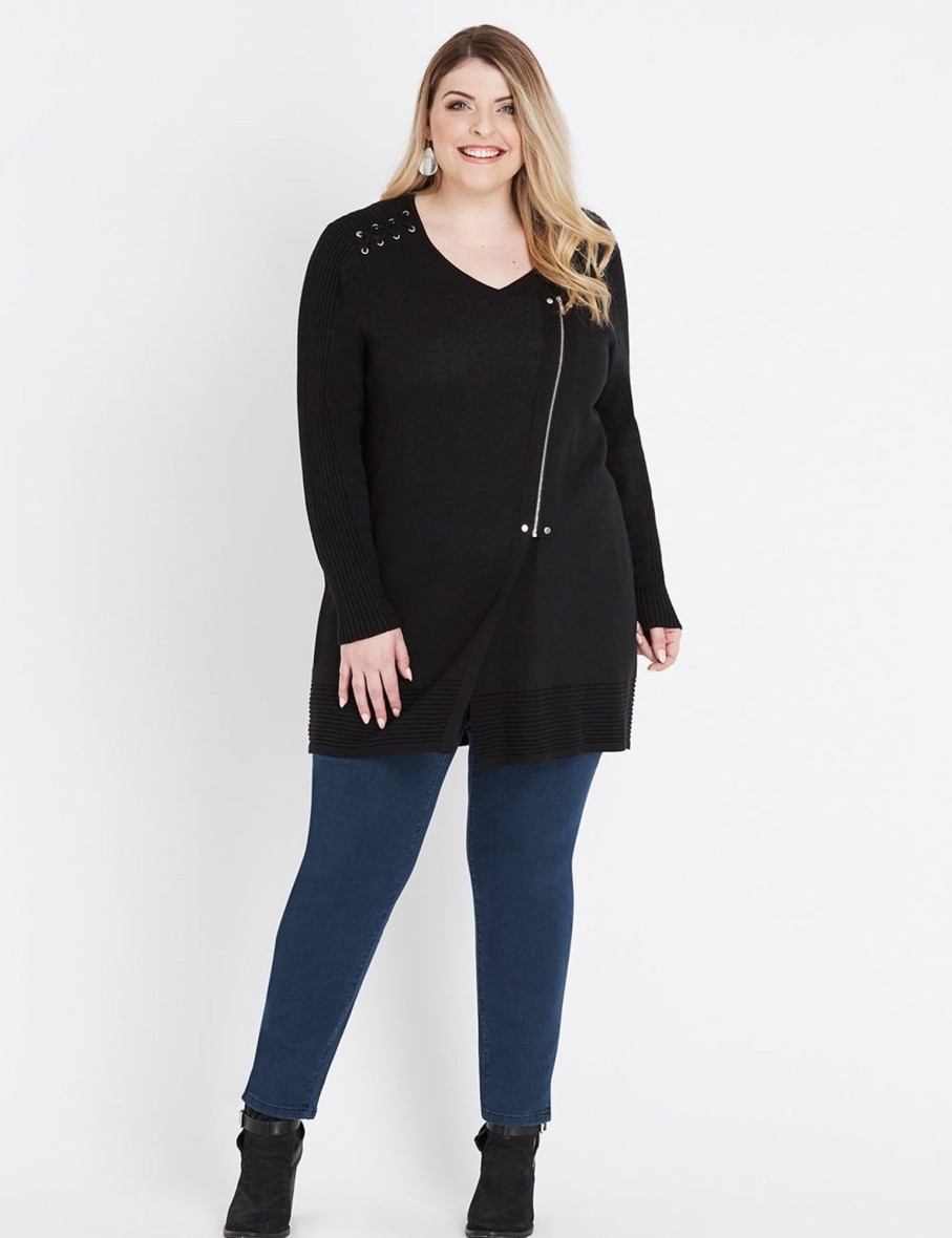 Outerwear Beme | Beme Long Sleeve Zip Knit Coatigan