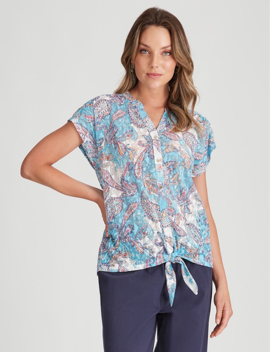 Tops WLane | W.Lane Burnout Button Through Tie Top