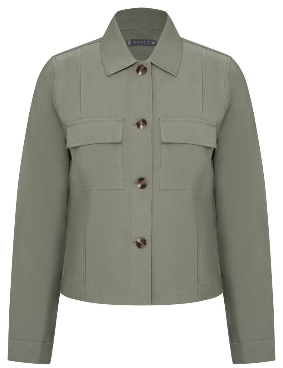 Outerwear Katies | Katies Soft Twill Utility Jacket