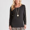 Tops NoniB | L/S Animal Trim Ity Top