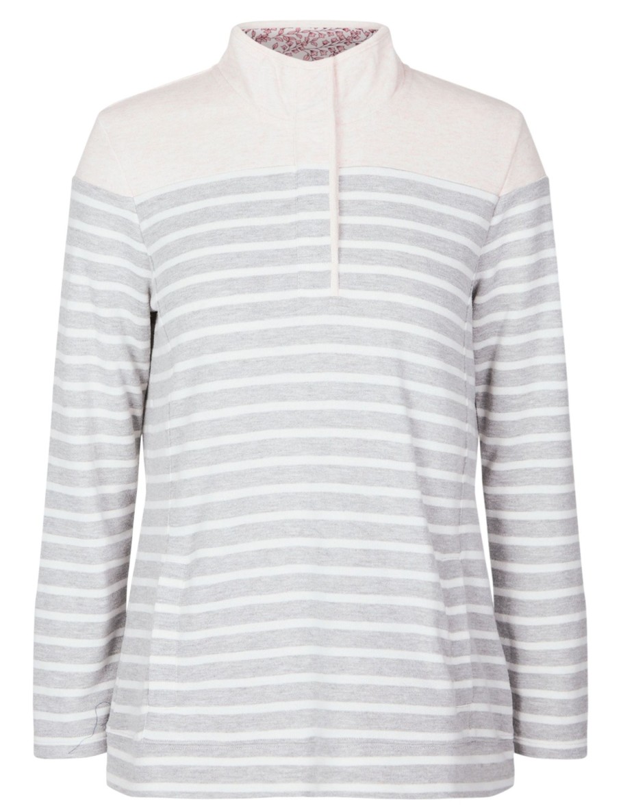 Outerwear Millers | Millers Long Sleeve Half Placket Stripe Top