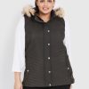 Outerwear Beme | Beme Curve Society Rib Trim Puffer Vest