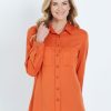 Tops NoniB | Noni B Long Sleeve Button Through Lyocell Shirt