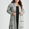 Knitwear Beme | Beme Longline Check Cardigan