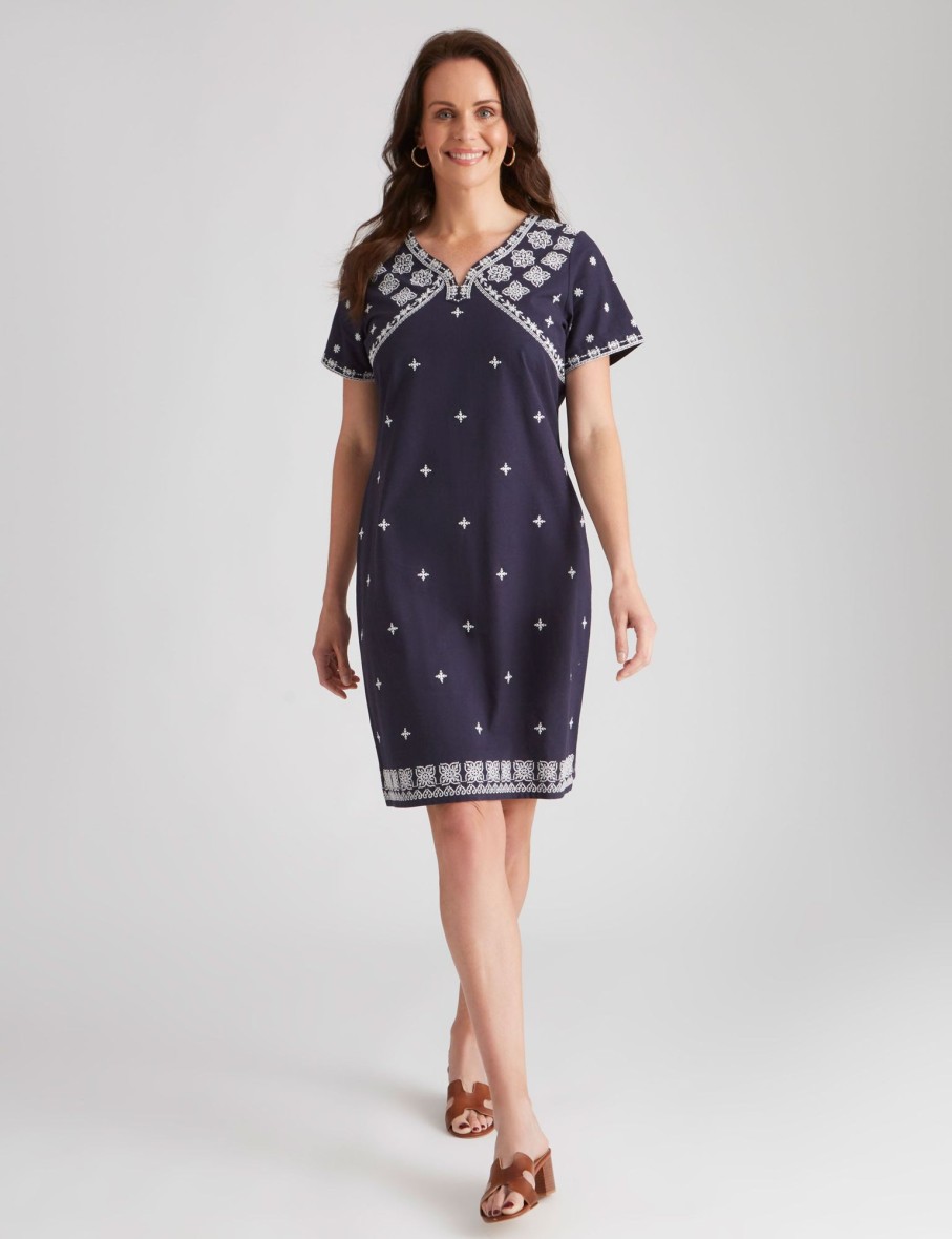 Dresses Millers | Millers Embroidered Cotton Slub Dress