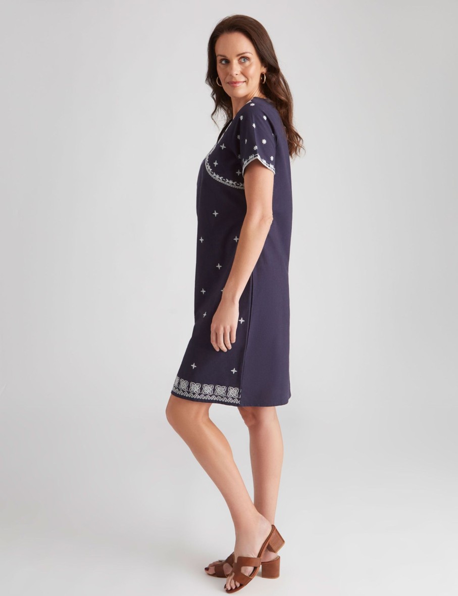 Dresses Millers | Millers Embroidered Cotton Slub Dress