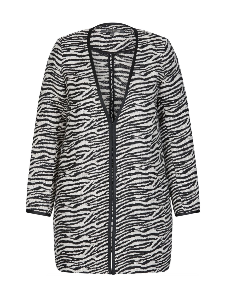 Knitwear LizJordan | Liz Jordan Long Sleeve Longline Zebra Coatigan