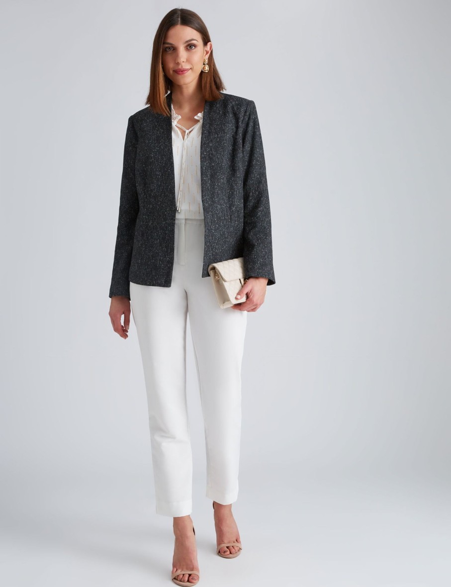 Outerwear NoniB | Noni B Boucle Lurex Collarless Jacket